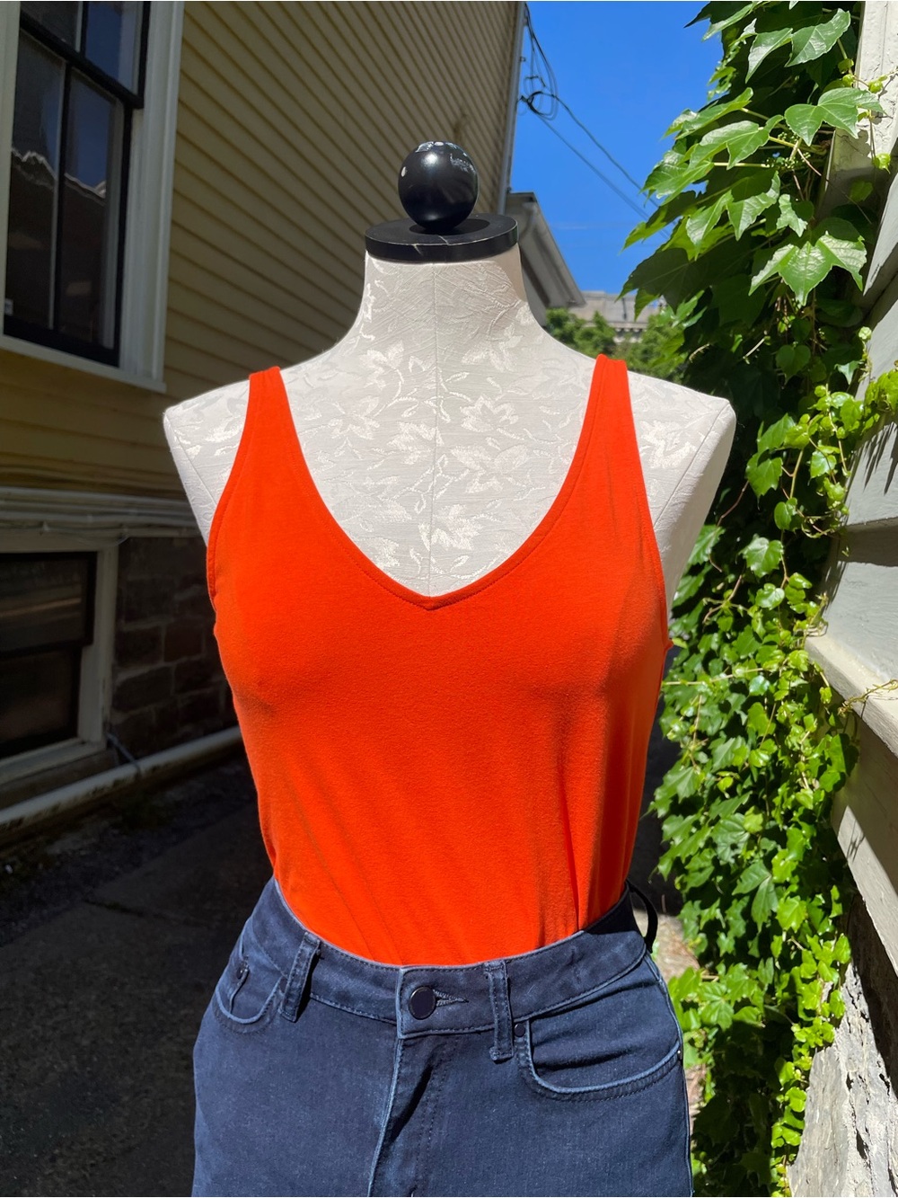 J. Jill Bright Orange V-Neck Tank Top